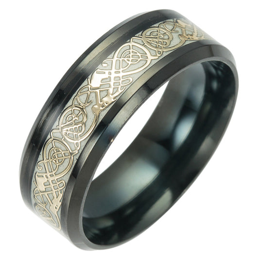 Fluorescent Black Dragon Pattern Plated Ring